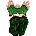 thumbnail image 1 of Yoga Gloves AND Socks COMBO PACK | Yoga Gear for Women & Men | by Mato & Hash - Black/Bright Green CA7050 CA7200 S/M, 1 of 3