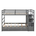 thumbnail image 6 of Bellemave Bunk Bed with Trundle and Stairs, Solid Wood Twin Over Twin Bunk Bed with 4 Storage Drawers for Teens Adults (Grey), 6 of 8
