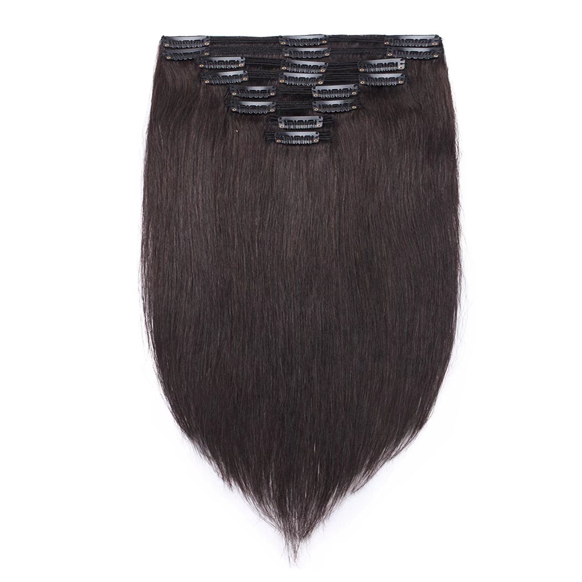 MY-LADY Extra Thick Clip in 100% Remy Human Hair Extension Double Weft Full Head Natural Hairpiece 110-170g #1B Natural Black22inch