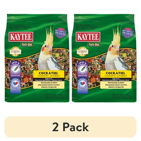 (2 pack) Kaytee Forti-Diet Cockatiel Pet Bird Food Seed, 3 lbs
