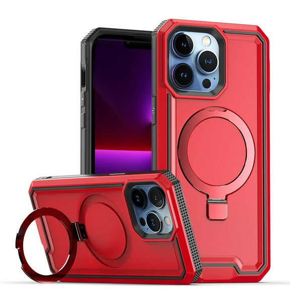 For Apple iPhone 15 Pro Max (6.7") Magnetic Circle Kickstand with MagSafe Compatible ShockProof Hybrid Ring Holder Cover ,Xpm Phone Case [ Red ]
