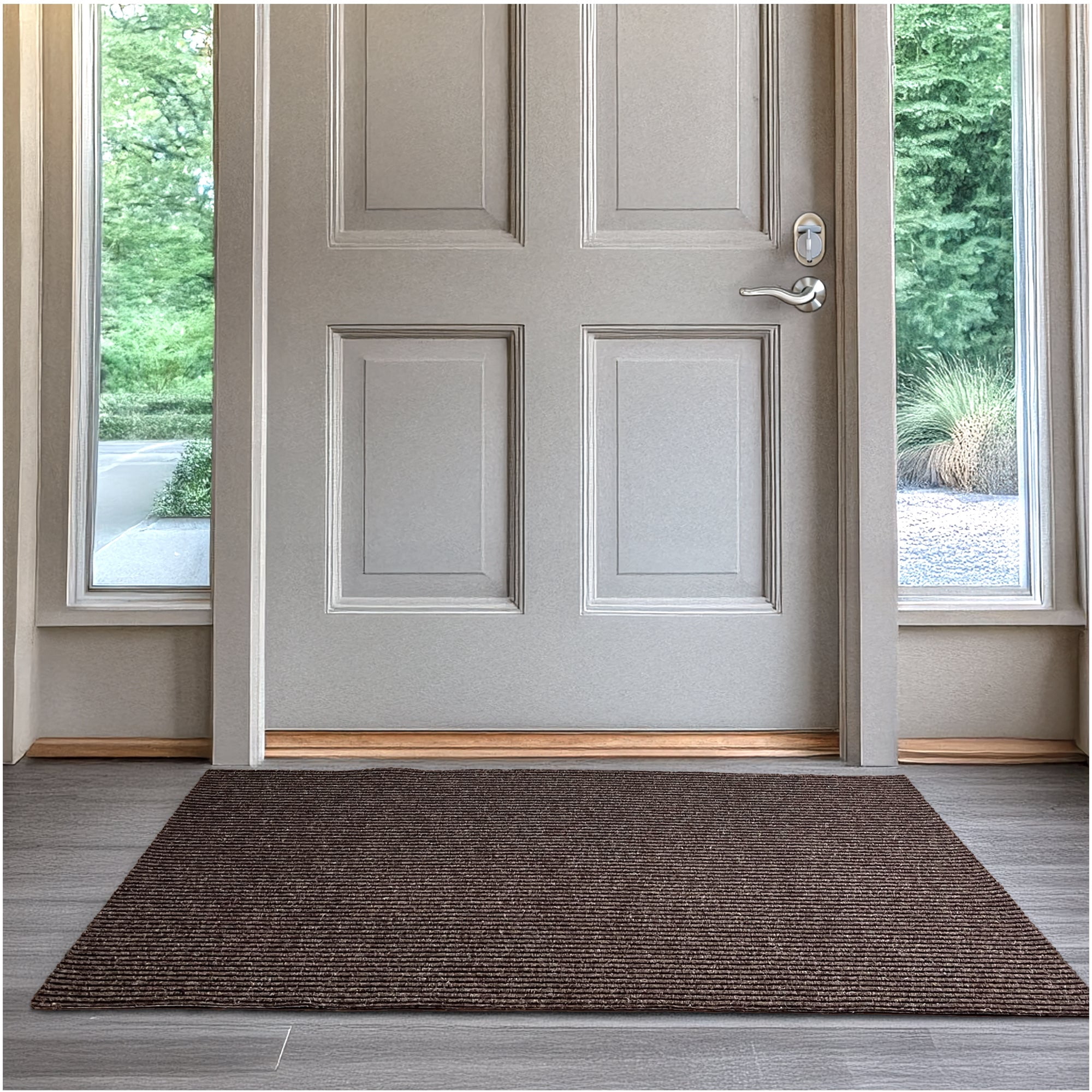 Koeckritz Rugs 4' x 14' Brown Heavy Duty Non-Slip Indoor/Outdoor Rug, All-Weather Doormat