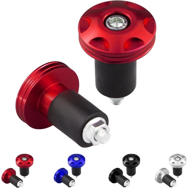22mm Motorcycle Handlebar Hand Grip End Cap, Personalized and Colorful Slider Cap Plug Aftermarket Parts Universal.Make Your Unique.2Pcs. Red -