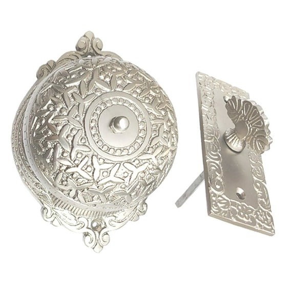 Shristy Hardware "Elshaddai" Brass Manual Old Fashioned Door Bell – Vintage Twist Bell with Key Plate – Mechanical Doorbell for Home – (Pack of 1 Satin Nickel Finish)