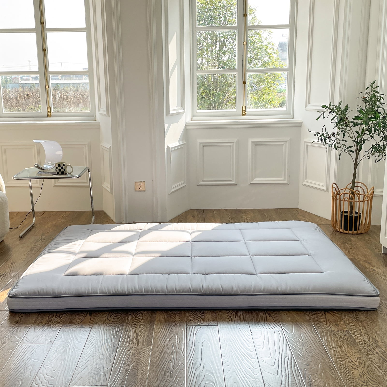 Futon Mattress, Padded Japanese Floor Mattress Quilted Bed Mattress Topper, Extra Thick Folding Sleeping Pad, Full Size