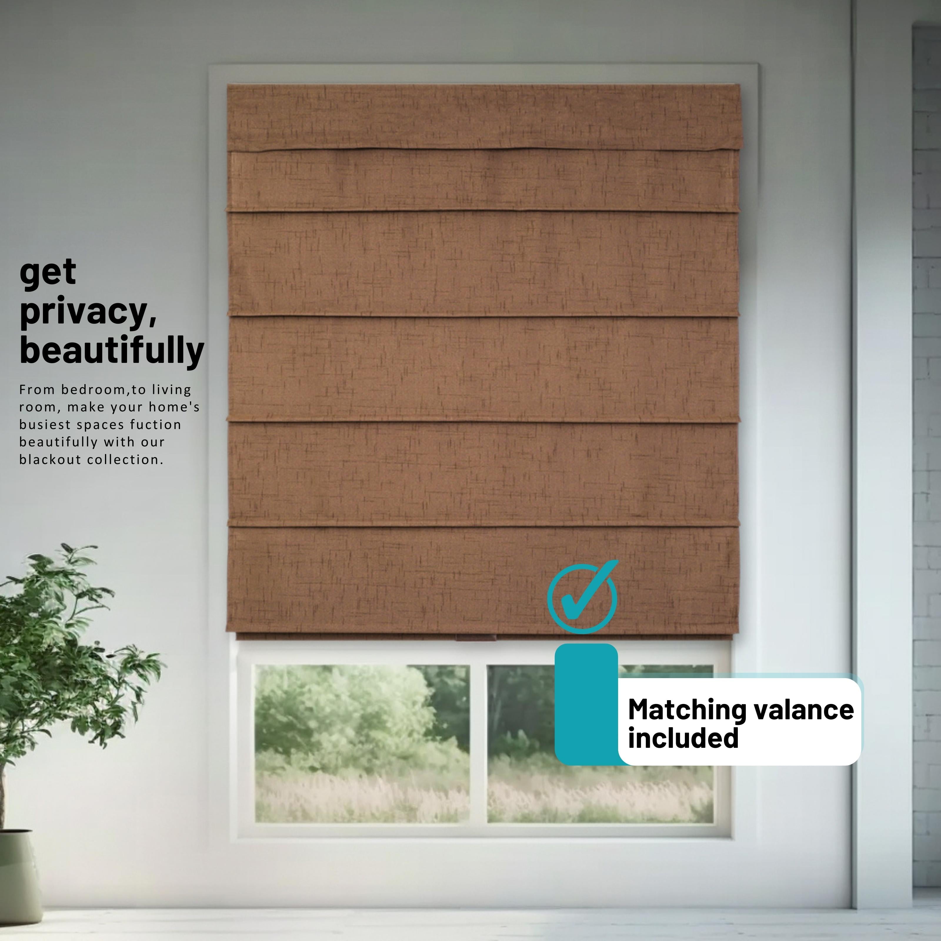 Chicology Cordless Roman Shades, Cafe (Blackout), 27"W X 64"H