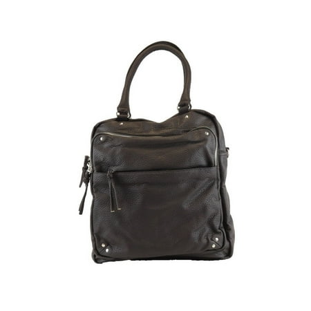- Black Zippered Pockets Faux Leather Trendy Hand Bag
