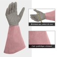 thumbnail image 1 of Guantes de Jardinería de Cuero para Mujer, Antipinchazos con Manga Larga, Elegantes Guantes de Jardinería para Mujer con Bordado Exquisito, Morado, Guante de Jardinería Talla L, 1 of 2