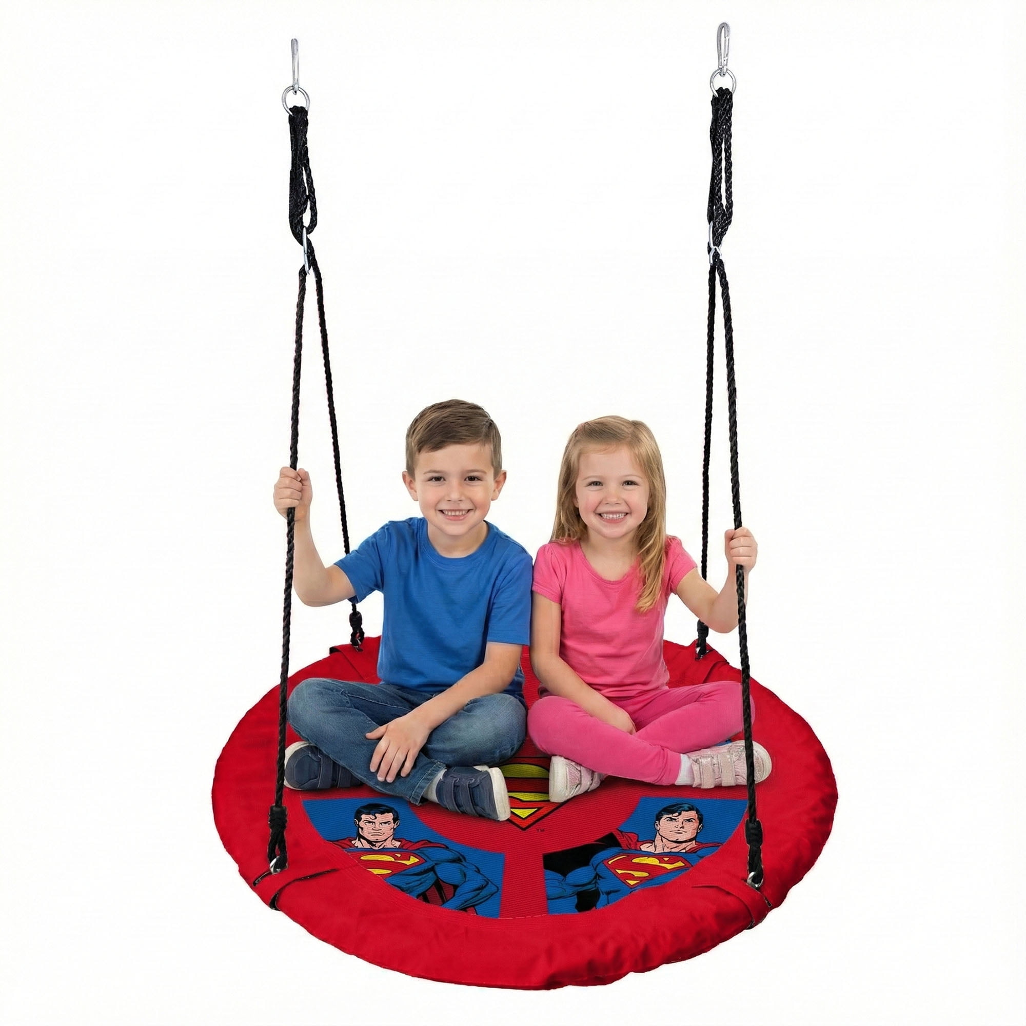Superman 40” Saucer Tree Swing for Kids – Heavy-Duty Flying Disc Swing, Adjustable Ropes, Indoor & Outdoor Use, Ages 3+