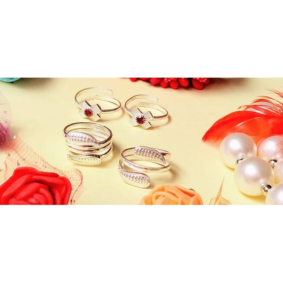 Kamada Creations Ethnic Silver Toe ring Pair Combination