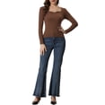 thumbnail image 2 of INSPIRE CHIC Women's Pullover Sweater Slim Fit Long Sleeve Sweetheart Neck Knit Sweaters XS Brown, 2 of 5