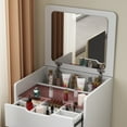 thumbnail image 4 of 3 in 1 Vanity Desk for Small Spaces, Makeup Vanity Set with Mirror, 3 Drawers, Cushion, Dressing Table for Girl, Women, Princess, 4 of 10