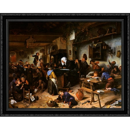 Village school 36x28 Large Black Ornate Wood Framed Canvas Art by Jan Steen