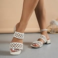 thumbnail image 6 of Women's Heeled Sandals for Women Trendy Square Toe Braided Cutout Chunky Heel Mules Comfortable Open Toe Slip On Shoes Summer Fashion Plus Size Black Sandals for Women, 6 of 10