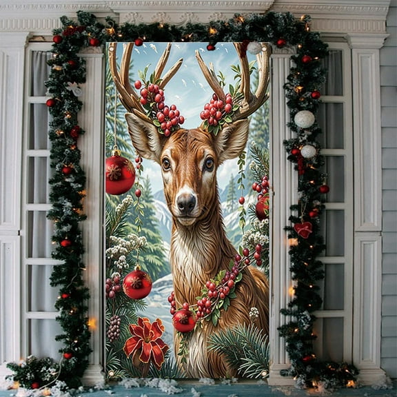 Best Christmas Gifts 2025 Christmas Decorations 35X71 Inch Santa Claus Christmas Door Cover For Festival Party Backdrop Best Christmas Decor Home