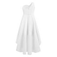 thumbnail image 2 of IEFIEL Girls Chiffon One Shoulder Dress Ruched Pleated Birthday Ball Gown Wedding Bridesmaid Flower Girls Dress Ivory 8, 2 of 5