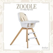 Evolur Zoodle 2 in 1 Baby High Chair in Light Grey, Easy to Clean, Adjustable and Removable Tray, Compact and Portable Convertible High Chair for Babies and Toddlers Light Gray