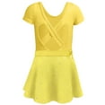 thumbnail image 3 of Girls Dance Dress With Heart Design Two Piece Ballet Practice Gymnastics Performance Costume Short Sleeve Outfit for 3-4 Years, 3 of 3
