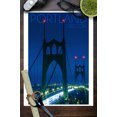 thumbnail image 3 of Portland, Oregon, St. Johns Bridge Night (9x12 Wall Art Print, Home Decor), 3 of 3