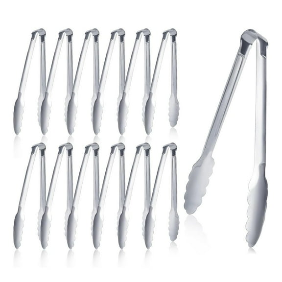 Serving Tongs,Buffet Tongs, Stainless Steel Food Tong Serving Tong Small Serving Tongs Stainless Steel Mini Appetizer Tongs, Set of 12 (5 inch)