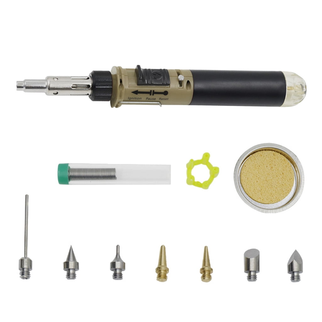 Soldering Iron Set,12 in 1 Cordless Butanes Gas Soldering Iron Temperature Adjustable Welding Torches Tool