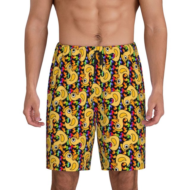Fotbe Cartoon Ducks Pantalones Cortos de Pijama para Hombre, Ropa de Dormir, Pantalones de Pijama Cortos para Hombre-Medium