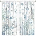 thumbnail image 2 of Nautical Beach Curtains, Coastal Seahorse Sea Turtle Starfish Seashell Undersea Animal Blue Blackout Drapes for Bedroom Living Room Kids Room Bathroom Kitchen Window Treatments 2 Panel, 52"x84" Inch, 2 of 5