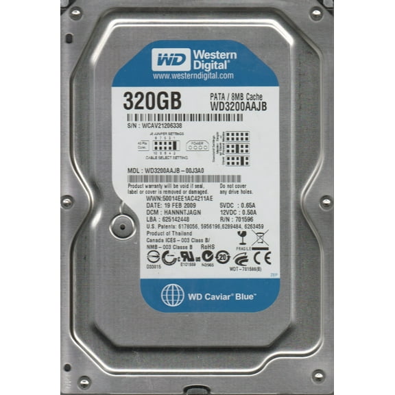 WD3200AAJB-00J3A0, DCM HANNNTJAGN, Western Digital 320GB IDE 3.5 Hard Drive