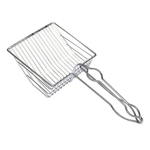 Recogedor de tamiz de malla fina, arena para gatos de acero inoxidable, pala de sustrato de arena de acero inoxidable, pala para arena para gatos, instalación sin esfuerzo