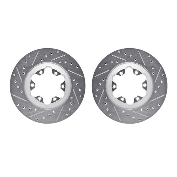 Dynamic Friction Company Front Brake Rotors-Drilled and Slotted-Silver 7002-48032