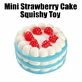 thumbnail image 2 of Mini Strawberry Cake Squishy Toy with Slow Rising Pu Foam, Compact Size, Blue and White Layered Design with Red Strawberries, for Relaxation, Toy, 2 of 3