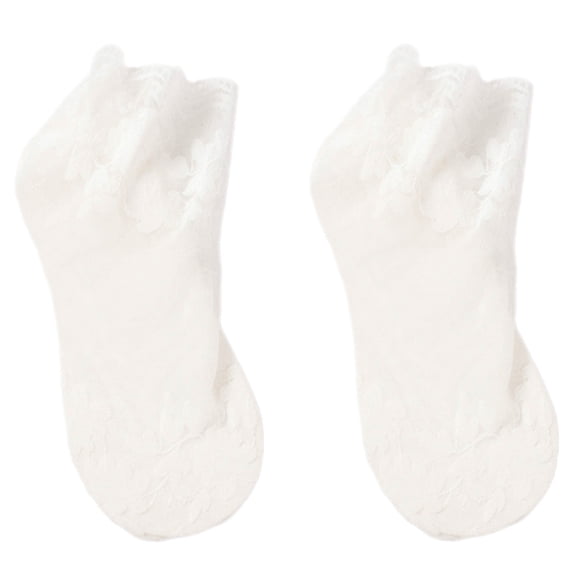 Womens Short Ankle Socks Thin Styles with See Through Floral Flower Lace Cotton Soles Nonslip Low Cut Socks