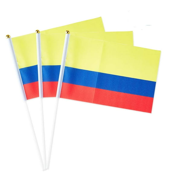 Colombia Flag Colombian Small Stick Mini Hand Held Flags Decorations 1 Dozen (12 pack)