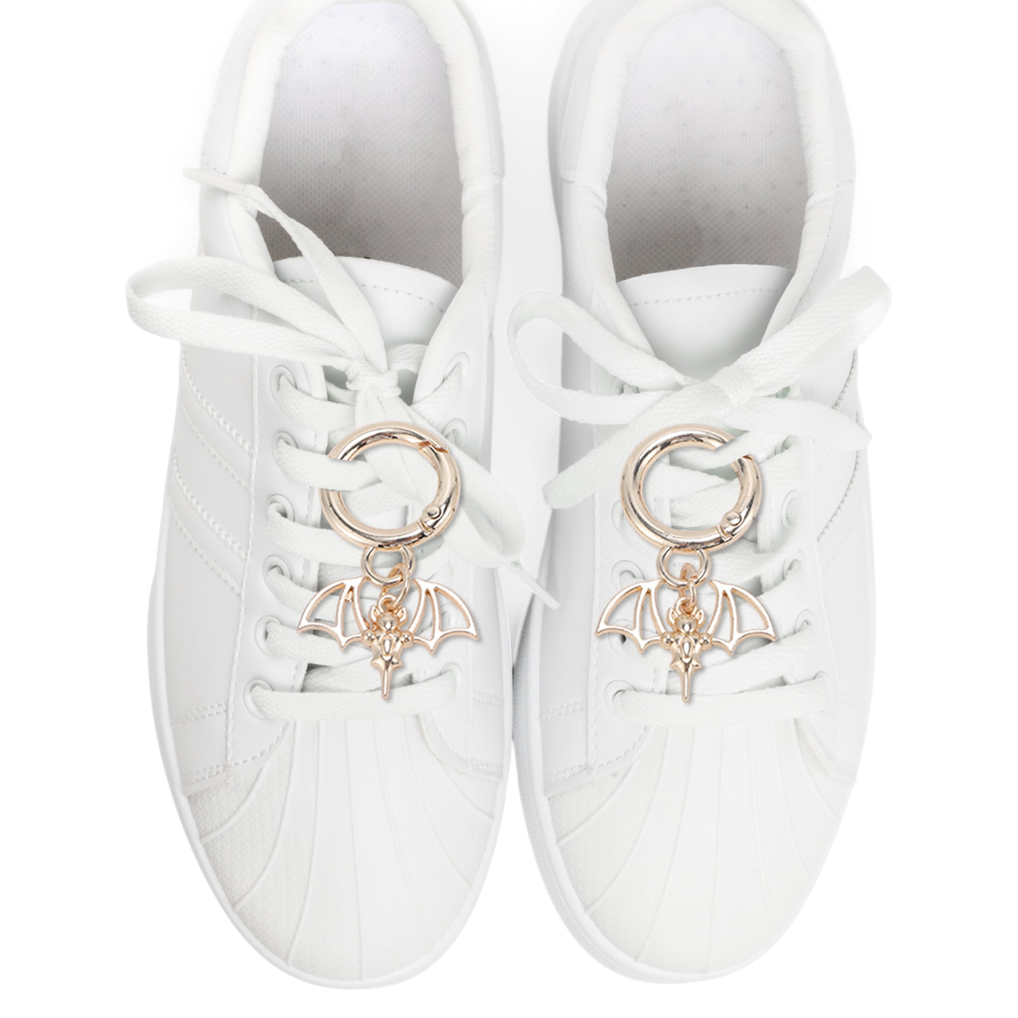Unique Bargains Hollow Bat Shoelace Charms 4 Pair Gold Tone