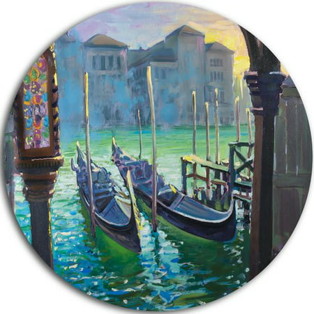 Design Art 'Gondolas in Venice' Painting Print on (Best Art In Venice)