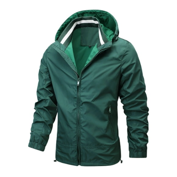 Styesk Jackets for Men Men's Windproof Outdoor Breathable Hardshell Long Sleeved Hooded Casual Solid Coat Jacket