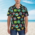 thumbnail image 4 of Balery Geometric Dinosaur Print Men's Hawaiian Shirts Short Sleeve Beach Shirt Relaxed Fit Vacation Button Down Shirts-XX-Large, 4 of 9