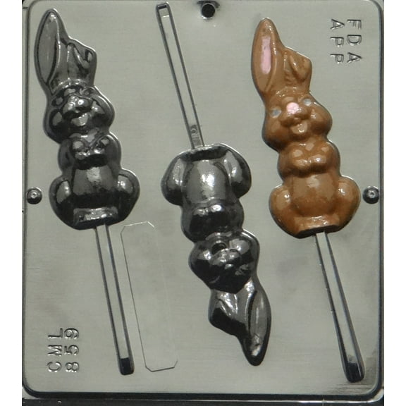 859 Funny Bunny Lollipop Chocolate Candy Mold