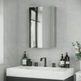thumbnail image 5 of Barara King Wall Mounted Bathroom Medicine Cabinet Mirrored Cabinet with Hinged Door 3-Tier Storage Shelves Silver, 5 of 10