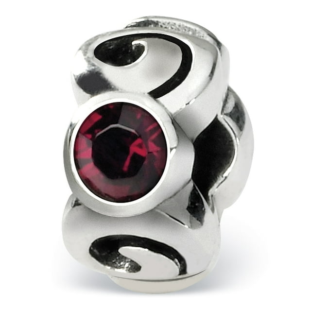925 Sterling Silver Charm For Bracelet January Red Preciosa Crystal Birthstone Bead Stone