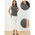 thumbnail image 2 of DARING DIVA Sleeveless Lapel Chambray Tunic Denim Shirt M Dark Grey, 2 of 6