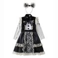 thumbnail image 7 of Otqutp 4 Piece Halloween Outfit for Girls Long Sleeve Lace Trimmed Dress with Headpiece & Ribbon Accessories Fall Kids Holiday Photo Shoot Set, 7 of 7