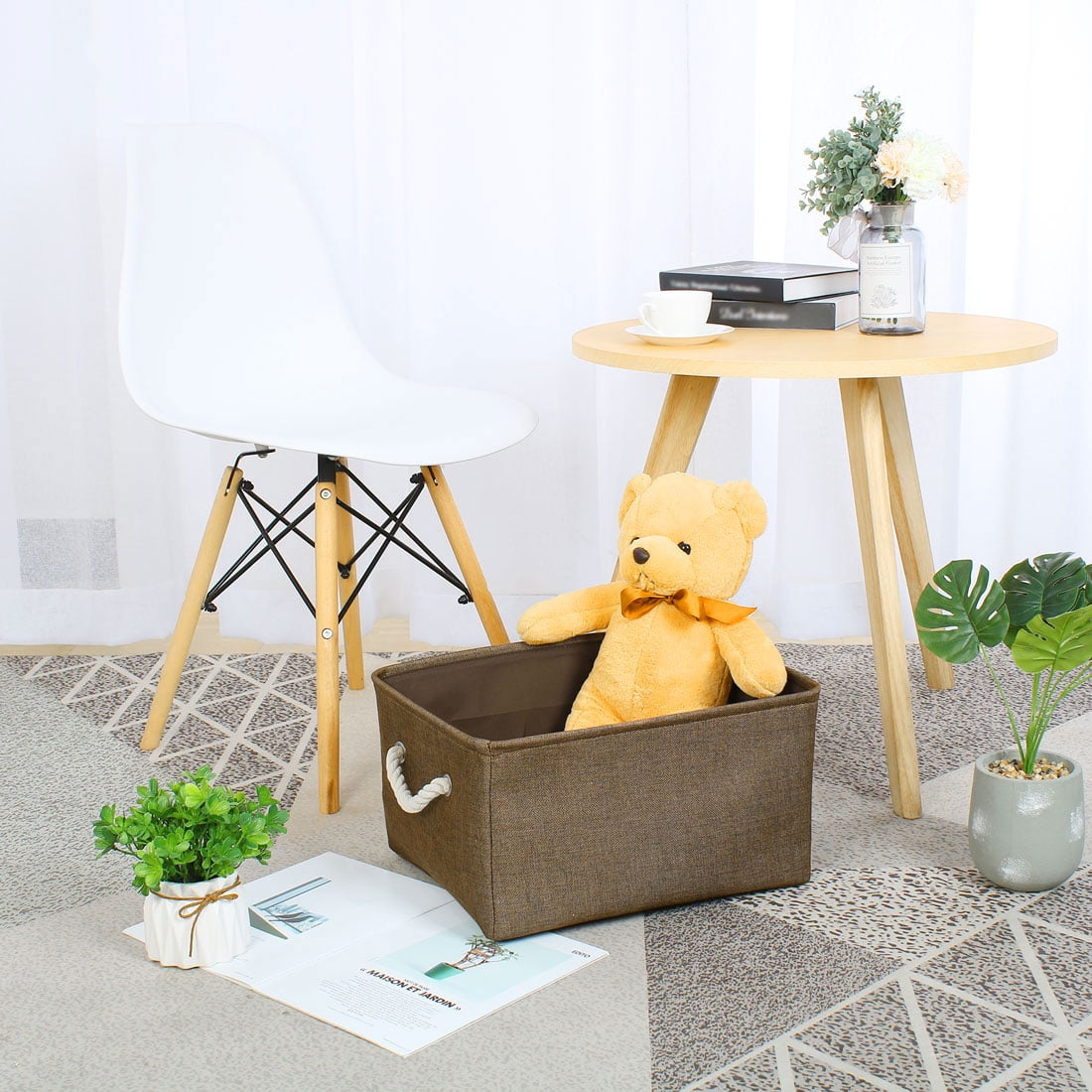 Collapsible Fabric Storage Bins Basket Storage Container Chocolate Color L