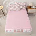 thumbnail image 4 of Homewish Cartoon Letter H Monogrammed Zipper Twin Comforter Sets with Fitted Sheet and 2 Pillowcases,Pink Girly Bowknot Princess Bow Zipper Bedding Set For Kids,Pink Reversible,4-Piece, 4 of 7