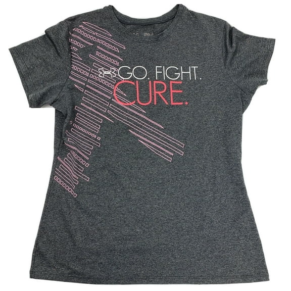 Under Armour Women's Heatgear Gray Go. Fight. Cure. T-Shirt (SM)
