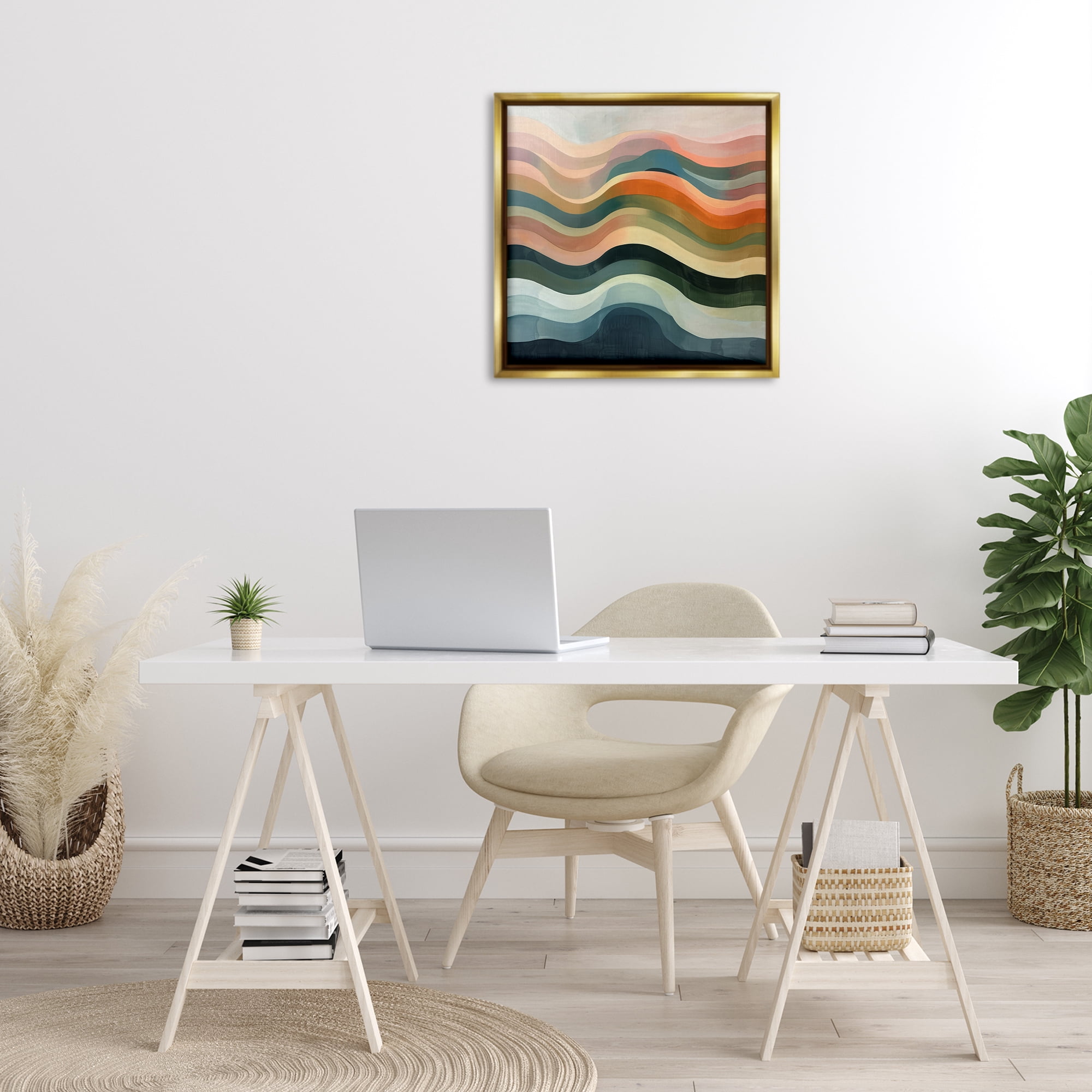 Stupell Industries Fluid Dynamics Pattern Abstract Painting Gold Floater Framed Canvas Art Print Wall Art, 25 x 25