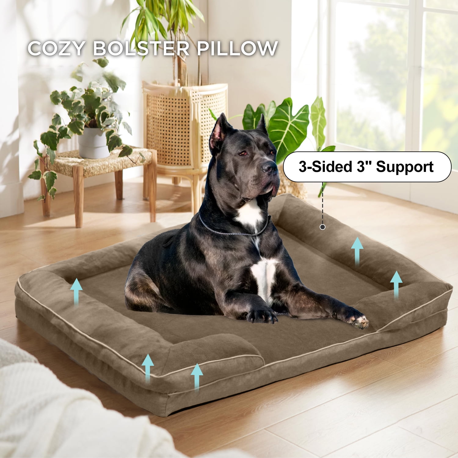 PayUSD XXL Orthopedic Dog Bed, Waterproof Memory Foam Dog Sofa Beds for Giant Dogs, Supportive Foam Pet Couch Bed with Removable Washable Cover and Nonskid Bottom, Brown (52" L x 41" W x 8" Th)
