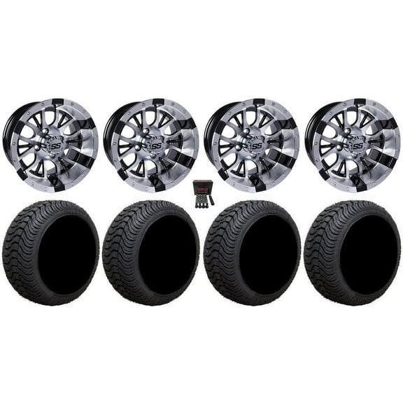 GTW Diesel 12" Golf Cart Wheels Machined 215x50 Cruze Tires E-Z-GO & Club Car