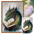 thumbnail image 1 of (4) Hilo algodón ecológico bordado 11CT 3 hebras impresión 40*60 cm retro-Dragón leyendo un libro kit serie punto cruz, 1 of 9