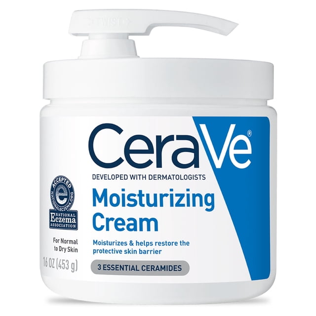 Christmas Sale CeraVe Moisturizing Cream with Pump, Face Moisturizer & Body Lotion, Normal to Very Dry Skin 16 oz